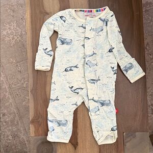 Magnetic Me Whale and Narwhal Footless Romper Size 0-3